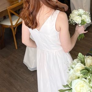 Blush bridesmaid dress. Hemmed to fit me who’s 5’3 in a 3 inch heel